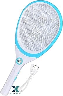 LAXA Mosquito Fly Swatter Bug Zapper Bat Racket, Mosquito Bat Pests Insects Control Killer Repellent, AC 220v Rechargeable, LED Lighting, Double Layers Mesh Protection (Design and Colors May Vary)