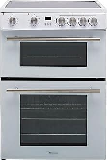 – Hisense HDE3211BWUK 60cm Electric Cooker with Ceramic Hob-White A Rated Double Oven - White
