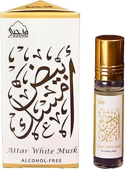 White Musk Attar Oil | Arabic Perfume Oils For Men And Women | 100% Pure Musky Ittar Roll On Perfume, Alcohol Free | Eid, Ramadan, Umrah Gifts & Hampers & Vegan Islamic Fragrances