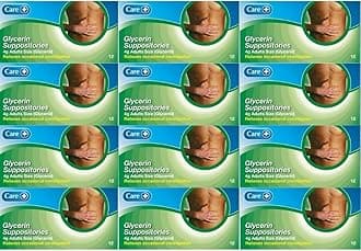 Care Glycerin Suppositories for Adults 144 Suppositories (12 x 12 Packs), for Relief of Occasional Constipation, Helps Stimulate Bowel Movement, Contains Glycerol