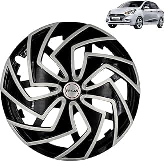 Prigan Wheel Cover for Hyundai XCENT 14 Inch Black Silver Wheel Cap (Available in 13,14 Inch) (Set of 4 Pcs) (Press Fitting) Model- Spider BS-14