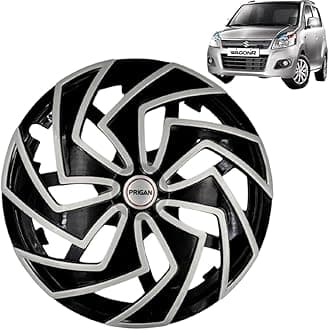 PRIGAN Wheel Cover for WAGONR (2019 and Later) 14 Inch Black Silver Wheel Cap (Available in 13,14 Inch) (Set of 4 Pcs) (Press Fitting) Model- Spider BS-14