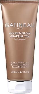 Golden Glow Gradual Tan - 200ml, Self Tan Lotion + 2 in 1 Body Moisturiser, Quick Dry Easy Application, Coconut Oil & Vitamin E, Buildable Natural Tan, Dermatologist Tested & Cruelty Free