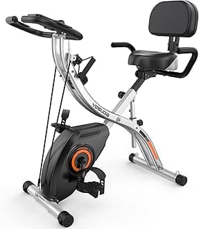 Folding Exercise Bike - 3 in 1 Upright Indoor Cycling Bike and Recumbent Exercise Bike, Foldable Stationary Bike with Large Comfortable Seat Cushion and Arm Resistance Band, Pulse Sensor