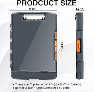 Sooez Original Clipboard with 2 Storage & Pen Holder, Heavy Duty Clip Boards 8.5x11 with Dual Storage, Clearview Dry Erase Coach Clipboard with Real Hinge, High Capacity, School & Office Supplies