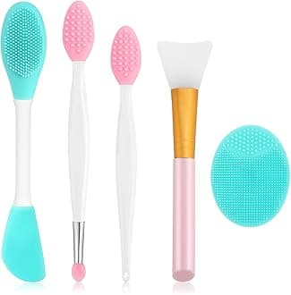 Silicone Face Scrubber, 2pcs Exfoliating Lip Brush, 1pcs Cleansing Brush,2pcs Face Mask Exfoliator Blackhead Skin Care Tool