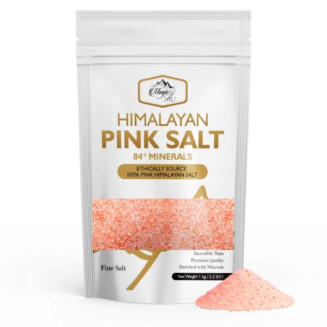 1 KG (Fine) Pure Pink Himalayan Salt Premium Quality Unrefined, 100% Natural by Magic Salt ®