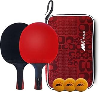 Performance-Level Table Tennis Racket Set, 2 Pro Premium Table Tennis Racket with 3 Balls and Storage Bag, for Indoor or Outdoor Play, Soft Sponge Rubber