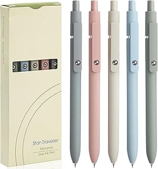 Gel Pens, 5Pcs 0.5mm Fine Point Pens With Smooth Writing, Quick Dry Aesthetic Pens For Journaling, Ballpoint for Office Writing Supplies, Gifts for Women and Men (Morandi)