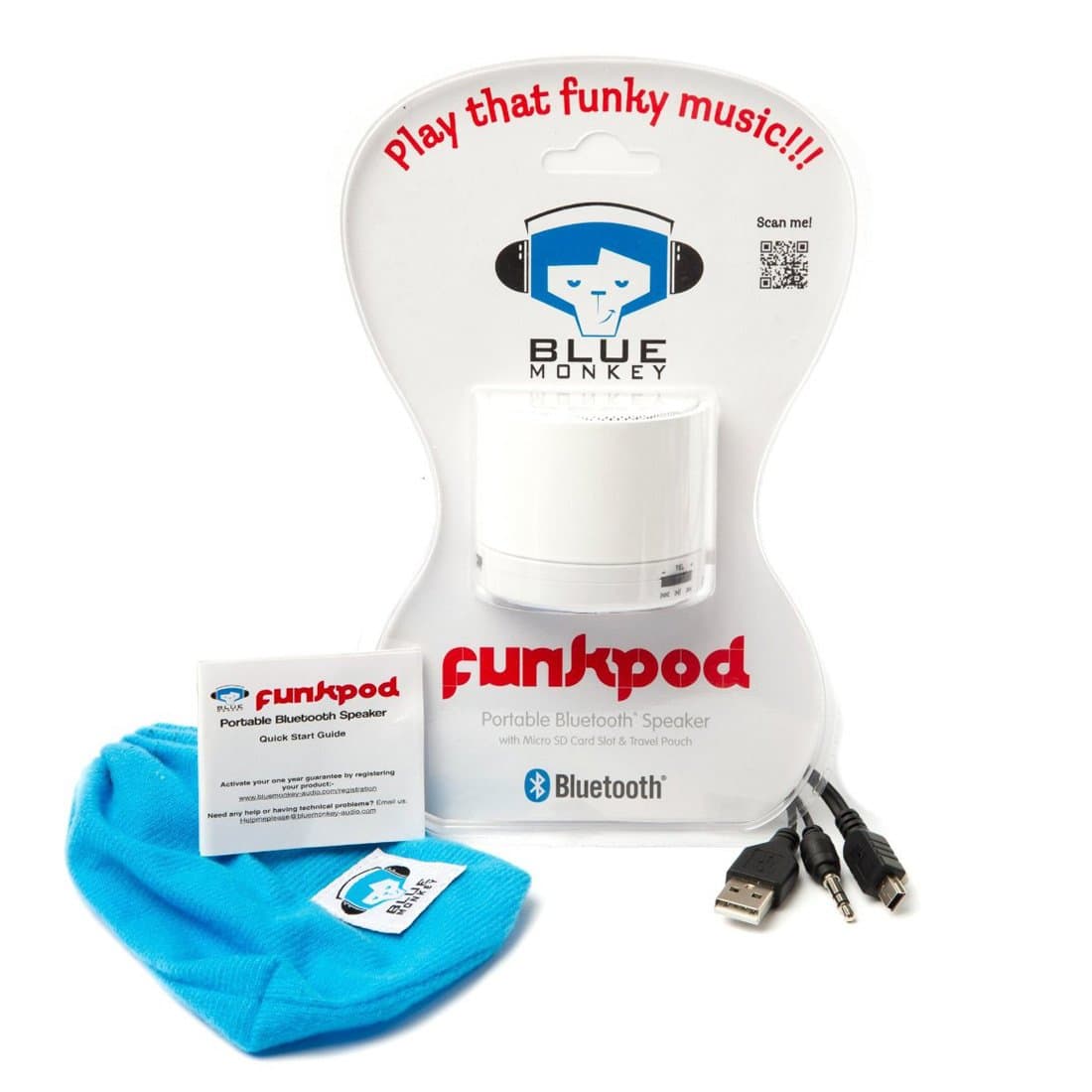 Blue Monkey Funkpod - White Bluetooth Speaker