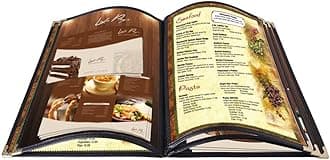WeChef 20 Pack Restaurant Menu Covers 8.5 x 14" Book Style 5 Pages 10 Views PVC Transparent Restaurant Menu Holder Book Cafe Hotel Bar Black