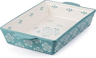 Casserole Dish Baking Dish Ceramic Baking Pan, 9x13 Baking Pan, Nonstick Baking Dishes for oven, Lassagne Pan, Casserole Dishes with handles, for Kitchen, Turquoise