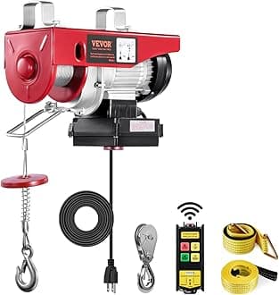 VEVOR Electric Hoist, 440 lbs Lifting Capacity, 480W 110V Electric Steel Wire Winch with Wireless Remote Control, 40ft Single Cable Lifting Height Motor, for Garage Warehouse Factory