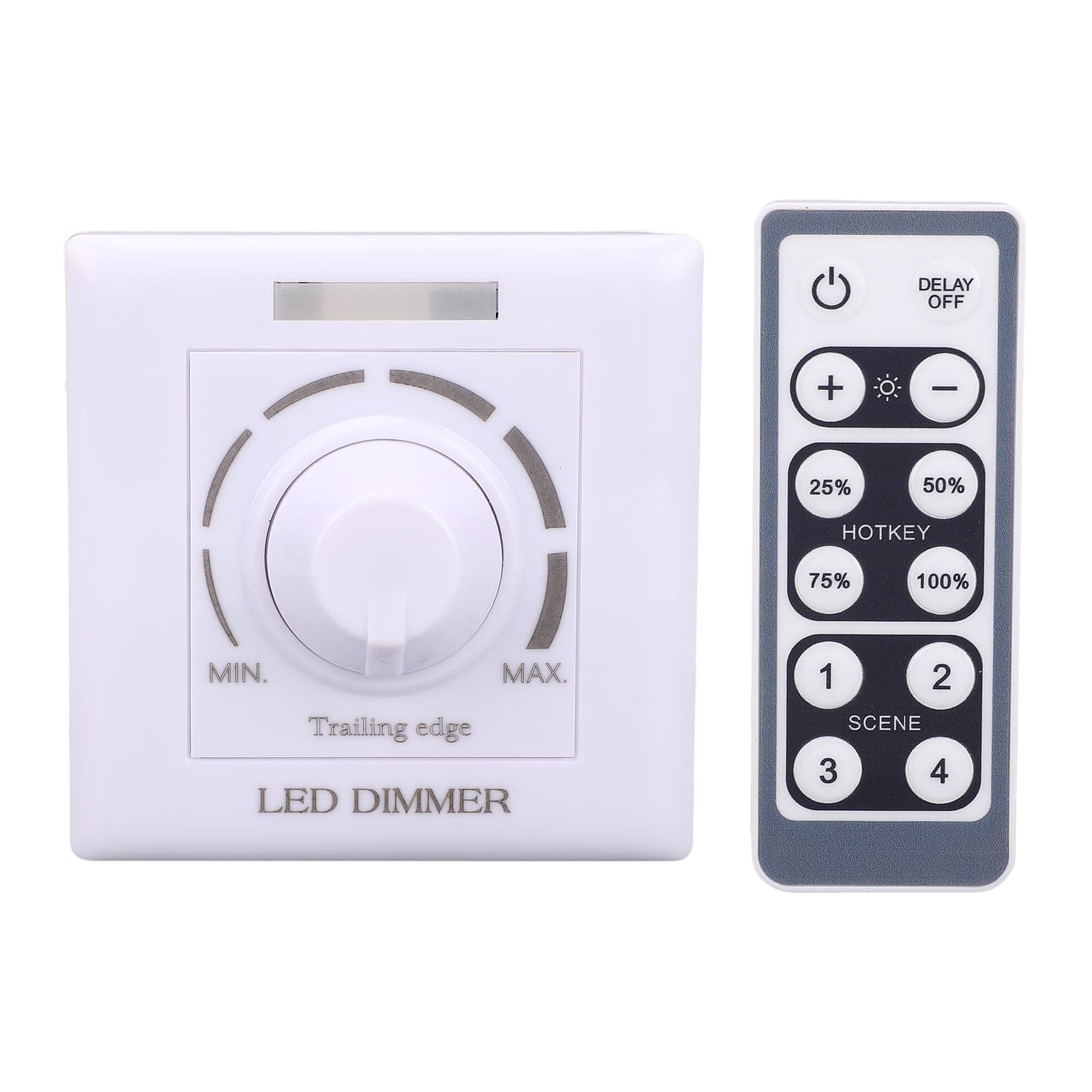LED Dimmer Switch, IP65 200W AC 220V Adjustable Brightness Trailing Dimmer Light Switch with a Dimmer and IR Remote Controller