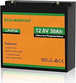 ECO-WORTHY 12V 30AH LiFePO4 Battery, Rechargeable Lithium Ion Phosphate 4000+ Deep Cycle Battery for Trolling Motor, Golf Gart, Kids Scooters, Power Wheelchairs