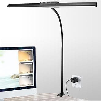 litrenDesk Lamps for Home Office Desk Light with Clamp Eye-Caring 3 Colors 10 Brightness Dimmable Swing Arm Clip on Office Desk Lighting for Studying Working Painting Reading Sewing Crafting-Black