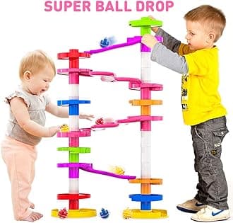 Super Ball Drop – 28-Piece Giant STEM Tower Toy for Toddlers 9M+ with Large Balls Windy Ramps & Double Bridges Expandable Educational Building Set for Early Learning & Motor Skills
