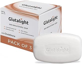 Glutalight Soap | Glutathione | Helps Even Skin Tone | Reduces Dark Spots & Fades Pigmentation | Bath Soap Combo Offers | Bathing Soap | Helps Control Excess Oil | For Radiant Glow - Pack of 3