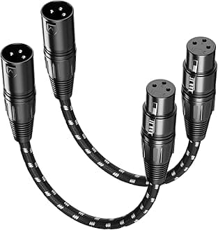 Short XLR Cables 6 Inch 2 Pack(Cable Length 2 Inch), Nylon Braided XLR Male to Female Balanced Microphone Cable 3 Pin, mic Cord for Speakers, Audio or Mixer for Live Performance & Recording