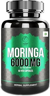 Moringa Capsules, Natural Energy Boost, Immune Support, and Antioxidant Powerhouse - 60 Veg Capsules - 6000mg per serving