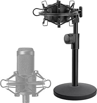 AT2020 Desktop Microphone Stand with Mic Shock Mount, Adjustable Table Mic Stand for Audio Technica AT2020 AT2020USB+ AT2035 ATR2500 Condenser Studio Microphone by Frgyee