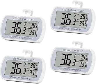 4 Pack Refrigerator Thermometer Digital Fridge Freeze Room Thermometer