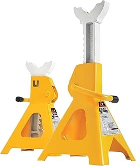 PERFORMANCE TOOL W41023 Ratchet Style Jack Stand Set for Lifting Vehicles During Maintenance, Yellow, 6-Ton