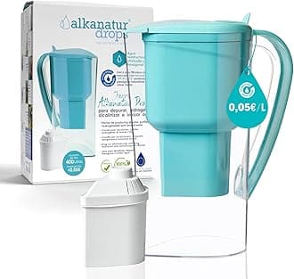 Alkanatur Alkaline Water Filter Jug – Antioxidant Water - Purifies 99.9% of Toxins and Metals - High pH Ionized Alkaline Water – BPA- Free Certified Pitcher -
