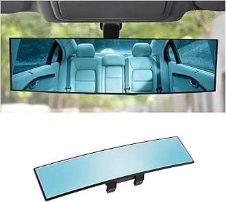 Car Rearview Mirror, 12 Inch Panoramic Wide Angle Anti-Glare, Clip on Auto Rear View Mirror, HD Clear Convex Surface, Car Interior Accessories Universal for SUV, Truck, Van, Vehicles (Blue)