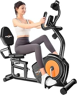 Recumbent Exercise Bike, Recumbent Stationary Bike for Home, Recumbent Bike with 400LB Weight Capacity Whisper-Quiet 16 Levels Magnetic Resistance Heart Rate Handle and Multi-Function LCD Comfortable Seat (Grey)