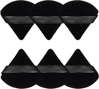 Gleva 6 Pcs Powder Puff Soft Face Makeup Sponge, Loose powder Foundation Blending Sponges Set, Beauty Blender, Contouring, Wedge Triangle Shape Wet & Dry Tool Washable Reusable (Black)