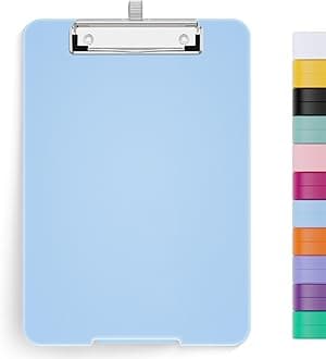 HongriA5 Clipboard with Storage, 6 x 9'' Nursing Clipboards Foldable Storage, Plastic Clipboards Foldable, Office Supplies, School Supplies, Menu clipboards for Work, Blue Clip Board Box.