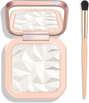 KYDA Face Highlighter Palette, High Glossy Face Illuminator Palette, Natural Glow Finish, Pearl Shimmer Smooth Baked Powder, Lasting Sparkling Highlighter Makeup-PEARL