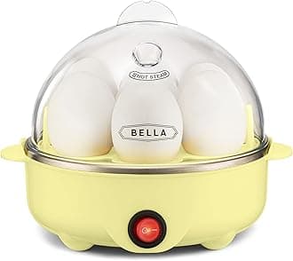 BELLA Egg Cooker, Rapid Boiler & Poacher, Meal Prep Essential, Family Sized Meals: Make Up To 7 Large Boiled Eggs, Dishwasher Safe Lid with Cool-Touch Handles, Poaching Tray Included, Yellow