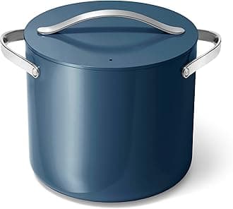 Caraway Stock Pot - 12 Qt Ceramic Coated With Lid - Free From Forever Chemicals - Large for Bigger Batches - Navy