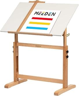 MEEDEN White Adjustable Drafting Table: 35.5" x 23.5" Art Drawing Desk with Height Adjustment - Solid Beech Wood Craft Painting Tables - Large Tilting Table for Adults Artists Writing Working
