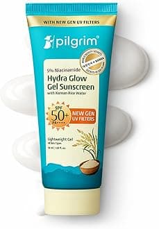 Pilgrim 5% Niacinamide Hydra Glow Gel Sunscreen InVivo Tested SPF 50+ PA++++ with Korean Rice Water | New Gen UV Filters | Lightweight Gel | Hydrated Glowing Skin | All Skin Types | No White Cast | 50ml