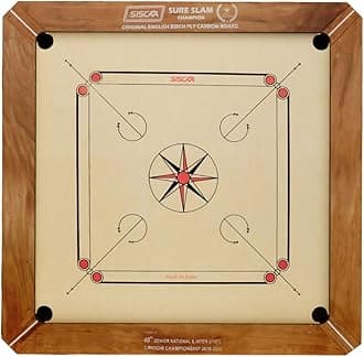 KNK SISCAA Carrom Board Sure SLAM Indoor Board Game Approved by Carrom Federation of India & Maharashtra Carrom Association (Champion, 20mm)