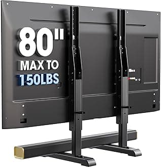 AX WABER Universal TV Stand, Table Top TV Stand Base Wobble-Free Replacement for Most 24 to 80 Inch LCD LED TVs, 7 Height Adjustable TV Legs Hold up to 150lbs, Max VESA 800x500mm, Black AX10TB02