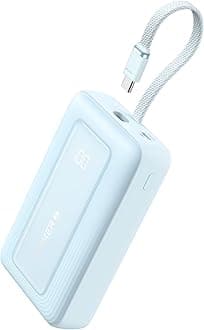 AnkerZolo Power Bank, 20,000mAh 30W High-Speed Portable Charger with Built-In USB-C Cable, Battery Pack For iPhone 16/16 Plus/16 Pro/16 Pro Max/15 Series, Galaxy, and More (Blue, 20000 mAh)