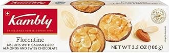 Florentine Biscuits, 3.5 oz | Biscuits with Caramelized Almonds & Swiss Chocolate | Product of Switzerland