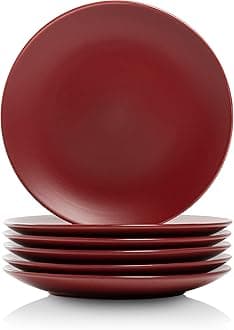 Wazee Matte 8.25" Coupe Salad Plate, Set of 6, Red