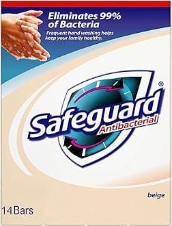 Safeguard 14 bars 4 ounce (113 gram) each beige washes away bacteria antibacterial soap bar
