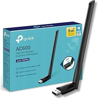 TP-Link Archer T2U Plus WiFi Dongle, WiFi Adapter for PC, AC600 High Gain Wireless, High-Gain Antenna, Dual Band Wireless, USB WiFi Adapter for PC, USB WiFi Dongle, Supports Win/Mac OS X, High-Speed