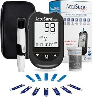 AccuSureSimple Glucometer, 25 Test Strips (Multi Color)