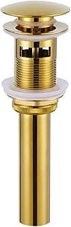 Bathroom Sink Drain Stopper Glossy Deep Titanium Gold Color, Brass Pop Up Sink Stopper with Overflow Hole for Sink with 1.61 to 2 Inches Drain Hole