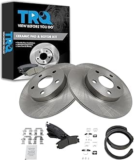 TRQ Rear Ceramic Brake Pad & Rotor Kit Compatible with 2000-2005 Cadillac DeVille