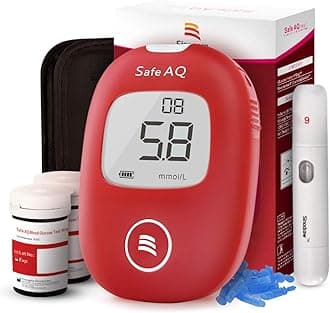 Sinocare Blood Glucose Monitor Safe-AQ Smart Diabetes Testing Kit with Codefree Test Strips and Painfree Lancets Blood Sugar Meter Glucometer For UK Diabetics - in mg/DL