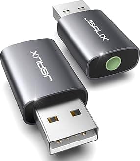 JSAUX 2 Pack USB to 3.5mm Jack Audio Adapter, USB to Audio Aux Adapter External Stereo Sound Card USB-A to 3.5mm TRRS 4-Pole Female Headset for PS4, PS5, Headphone,Mac, Linux, PC, Laptop, Desktops