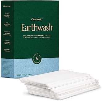Laundry Sheets, Ocean Breeze (32 Loads), The Perfect Hypoallergenic Plastic Free Detergent Strips, Ideal for TravelHome. Biodegradable-Easy Dissolve, True Eco-Wash, 32 Count (Pack of 1)